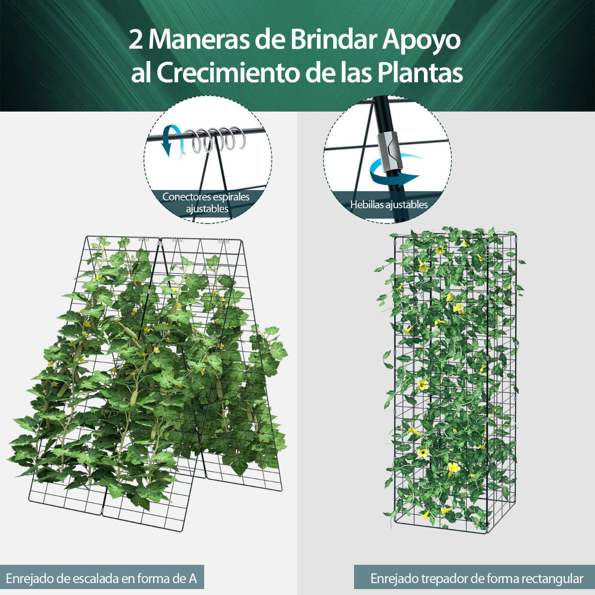 Enrejado de 2 Piezas para Pepinos Soporte para Plantas Trepadoras Verdura Fruta Enrejado para Jardín Invernadero Balcón