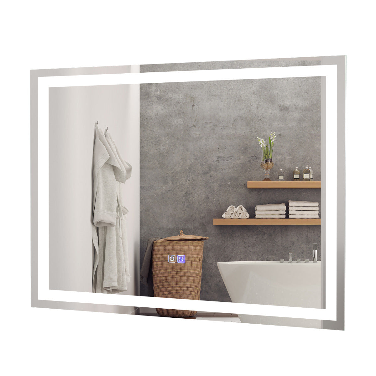 Espejo con Iluminación Led de Baño Función Antivaho Montado en la Pared Temperatura de Color Ajustables Interruptor Táctil 80 x 60 cm