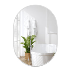 Espejo de Baño Ovalado Montado en Pared con Película a Prueba de Roturas Marco de Aluminio 70,5 x 50,5 x 2 cm