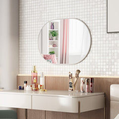 Espejo de Baño Ovalado Montado en Pared con Película a Prueba de Roturas Marco de Aluminio 70,5 x 50,5 x 2 cm