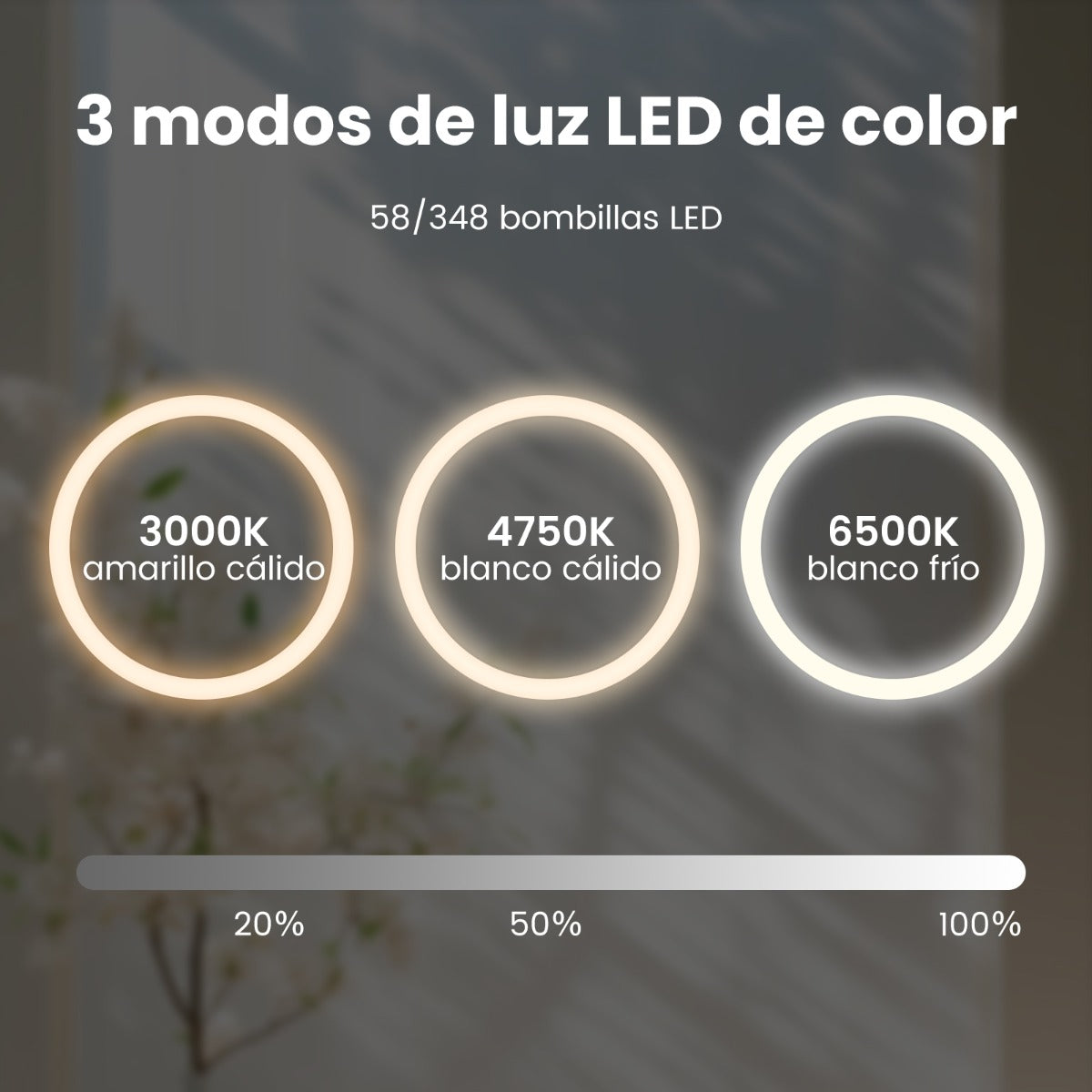 Espejo Redondo de Baño LED Antivaho Montado en la Pared con 3 Luces de Color y Táctil Inteligente Función Memoria 80 x 80 cm Plata