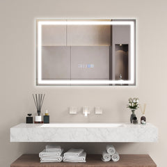 Espejo Rectangular de Baño con Luz LED Brillo Ajustable Continuamente 3 Temperaturas de Color Función Antivaho y de Memoria 75 x 50 cm
