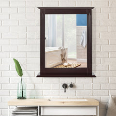 Espejo de Baño con Estante Adicional Espejo de Pared para Baño Lavabo Dormitorio 57 x 12 x 68,5 cm Marrón