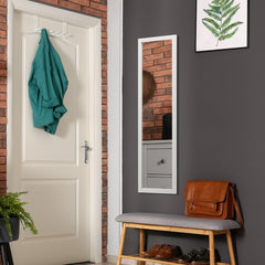 Espejo de Cuerpo Entero Montado a la Pared con Ganchos para Puerta Espejo para Dormitorio Salón Vestidor Vestíbulo 33 x 119 cm Blanco