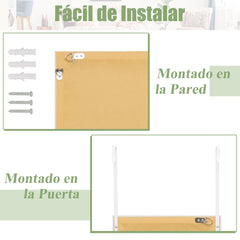 Espejo de Cuerpo Entero Montado a la Pared con Ganchos para Puerta Espejo para Dormitorio Salón Vestidor Vestíbulo 33 x 119 cm Blanco
