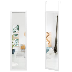 Espejo de Cuerpo Entero Montado a la Pared con Ganchos para Puerta Espejo para Dormitorio Salón Vestidor Vestíbulo 33 x 119 cm Blanco