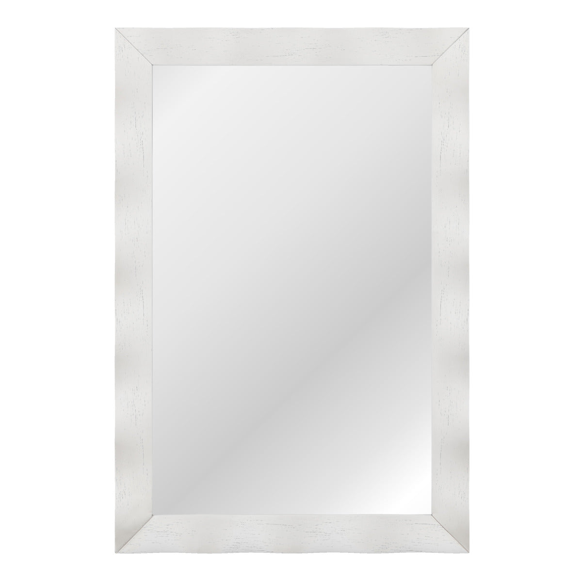 Espejo de Pared de 106x71,5cm Estilo Rústico con Marco de Madera Caucho Maciza Vertical y Horizontal para Baño Dormitorio Entrada Blanco