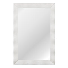 Espejo de Pared de 106x71,5cm Estilo Rústico con Marco de Madera Caucho Maciza Vertical y Horizontal para Baño Dormitorio Entrada Blanco