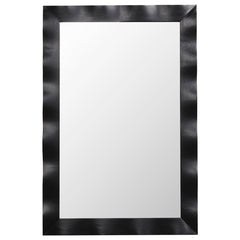 Espejo de Pared de 106x71,5cm Estilo Rústico con Marco de Madera Caucho Maciza Vertical y Horizontal para Baño Dormitorio Entrada Negro
