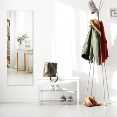 Espejo de Pared 110 x 38 cm Espejo Rectangular sin Marco con Borde Biselado Montado Vertical y Horizontalmente para Armario Pasillo Baño