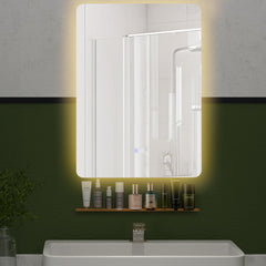 70 x 50 cm Espejo LED de Pared de Baño Espejo de Tocador con 3 Colores Regulación Continua Desempañado Automático Memoria Reflexión HD