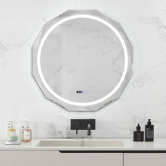 Espejo de Baño con LED Antivaho Espejo de Borde Biselado con 3 Colores de Temperatura a Prueba de Roturas Función de Memoria Botón Táctil