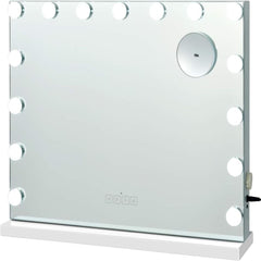 Espejo de Tocador de Maquillaje con 2 Parlantes 15 Luces LED 3 Colores de Luz Espejo Pequeño 10 Aumentos Espejo Cosmético Bluetooth Blanco