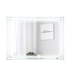 Espejo de Baño LED 80 x 60 CM Espejo Rectangular de Pared con Luces Regulables de 3 Colores Interruptor Táctil Función Antivaho y Memoria