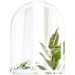 Espejo de Baño LED 80 x 60 CM Espejo Arqueado Montado en la Pared con Luces Regulables Interruptor Táctil Función Antivaho y Memoria