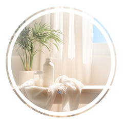 Espejo LED para Baño de 60 x 60 CM Espejo Redondo Montado en la Pared con Luces Regulables Interruptor Táctil Función Antivaho y Memoria