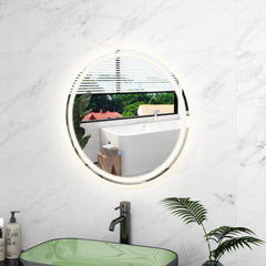 Espejo LED para Baño de 60 x 60 CM Espejo Redondo Montado en la Pared con Luces Regulables Interruptor Táctil Función Antivaho y Memoria