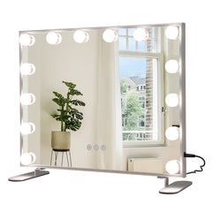 Espejo Maquillaje con Luces LED 2 en 1 de Mesa & de Pared Espejo Tocador Rectangular con 3 Modos de Iluminación Control Táctil 50 x 40 cm