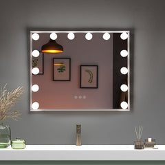 Espejo Maquillaje con Luces LED 2 en 1 de Mesa & de Pared Espejo Tocador Rectangular con 3 Modos de Iluminación Control Táctil 50 x 40 cm