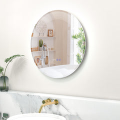 Espejo Redondo de Baño LED con Luces de 3 Colores Interruptor Táctil Pantalla de Tiempo y Temperatura Espejo de Maquillaje de 60 cm Plata