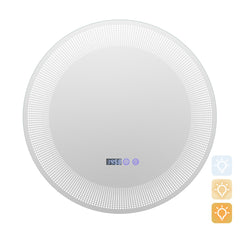 Espejo Redondo de Baño LED con Luces de 3 Colores Interruptor Táctil Pantalla de Tiempo y Temperatura Espejo de Maquillaje de 60 cm Plata