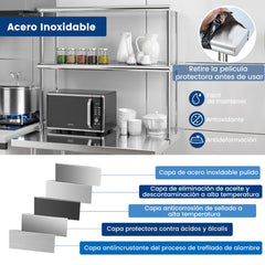 Estante Superior de Acero Inoxidable con Estante Inferior Ajustable Estante de 2 Niveles para Restaurante Hogar y Cocina 92 x 30 x 85 cm