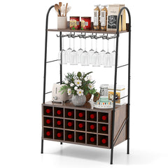 Botellero Vino para 18 Botellas Estantería con 2 Estantes y Sistema Antivuelco para Cocina Bar y Restaurante 63 x 32 x 114,5 cm Marrón
