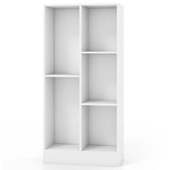 Estante de Libros de 5 Cubos Organizador de Almacenamiento Independiente Antivuelco para Salón Dormitorio Oficina 50 x 24 x 104 cm Blanco
