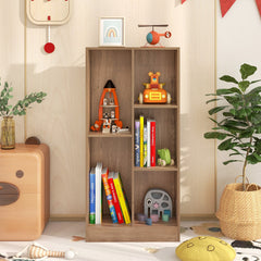 Estante de Libros de 5 Cubos Organizador de Almacenamiento Independiente Antivuelco para Salón Dormitorio Oficina 50 x 24 x 104 cm Natural