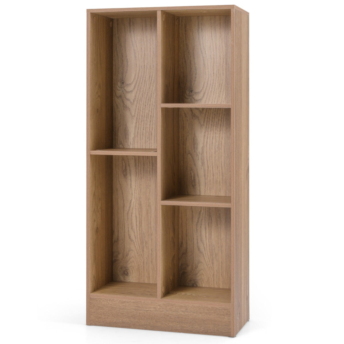 Estante de Libros de 5 Cubos Organizador de Almacenamiento Independiente Antivuelco para Salón Dormitorio Oficina 50 x 24 x 104 cm Natural