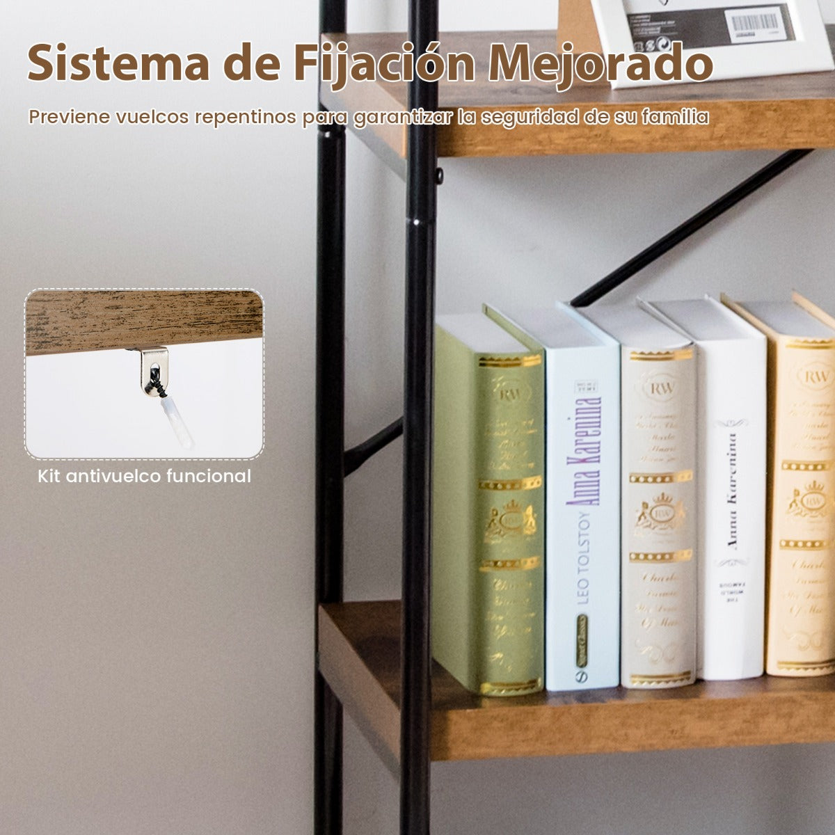 Estantería de 5 Niveles con Marco de Metal Estante de Madera iIndustrial 79 x 35 x 159,5 cm Marrón