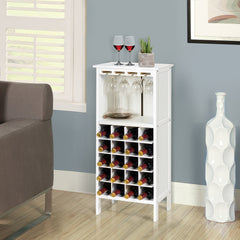Estante de Vino Botellero para 20 Botellas con Soporte de Copas Madera de Pino 24,5 x 42 x 96 cm Blanco
