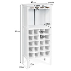 Estante de Vino Botellero para 20 Botellas con Soporte de Copas Madera de Pino 24,5 x 42 x 96 cm Blanco