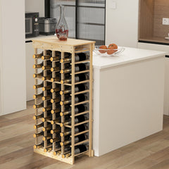 Estante de Vino sin Barra de 10 Niveles Botellero Apilable para 40 Botellas 750 ml de Madera Pino Armario Estante 47 x 28 x 113 cm