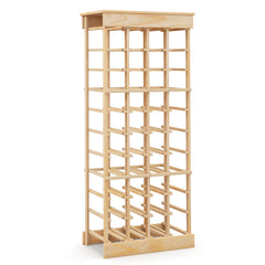 Estante de Vino sin Barra de 10 Niveles Botellero Apilable para 40 Botellas 750 ml de Madera Pino Armario Estante 47 x 28 x 113 cm