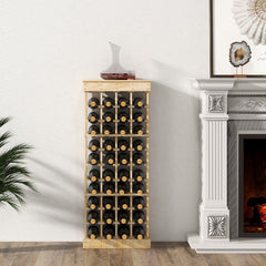 Estante de Vino sin Barra de 10 Niveles Botellero Apilable para 40 Botellas 750 ml de Madera Pino Armario Estante 47 x 28 x 113 cm