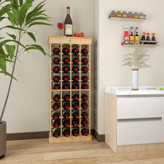 Estante de Vino con Barra de 10 Niveles Botellero Apilable para 40 Botellas 750 ml de Madera Pino Armario Estante 47 x 28 x 113 cm