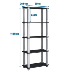 Estante de 5 Niveles Estantería Multiuso Expositor Organizador Compacto con Repisas Abiertas para Casa Garaje Almacén 60 x 29,5 x 144,5 cm Negro