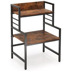 Soporte para Microondas de 3 Niveles para Cocina Organizador Industrial con 2 Estantes Ahorra Espacio Marco Metálico para Bar Marrón