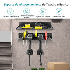 Estante de Almacenamiento para Taladro Eléctrico Soporte de Pared para Estante Flotante Organizador de Herramientas Fácil de Instalar