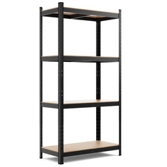 Estante de Almacenamiento para Garaje de Hierro y MDF de 4 estantes Estantería Pesado 80x40x160cm Negro