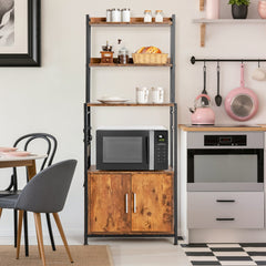 Estante 4 Niveles para Cocina con Armario Despensa Soporte Industrial para Horno de Microondas para Bar Comedor 60 x 40 x 150 cm Marrón