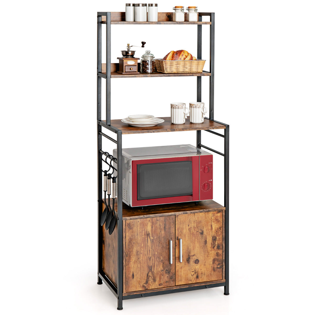 Estante 4 Niveles para Cocina con Armario Despensa Soporte Industrial para Horno de Microondas para Bar Comedor 60 x 40 x 150 cm Marrón