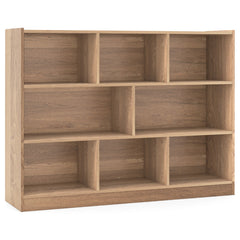 Estantería Abierta de 3 Niveles Armario de Exhibición de Estanterías de Almacenamiento de 8 Cubos 122 x 32 x 93 cm Natural