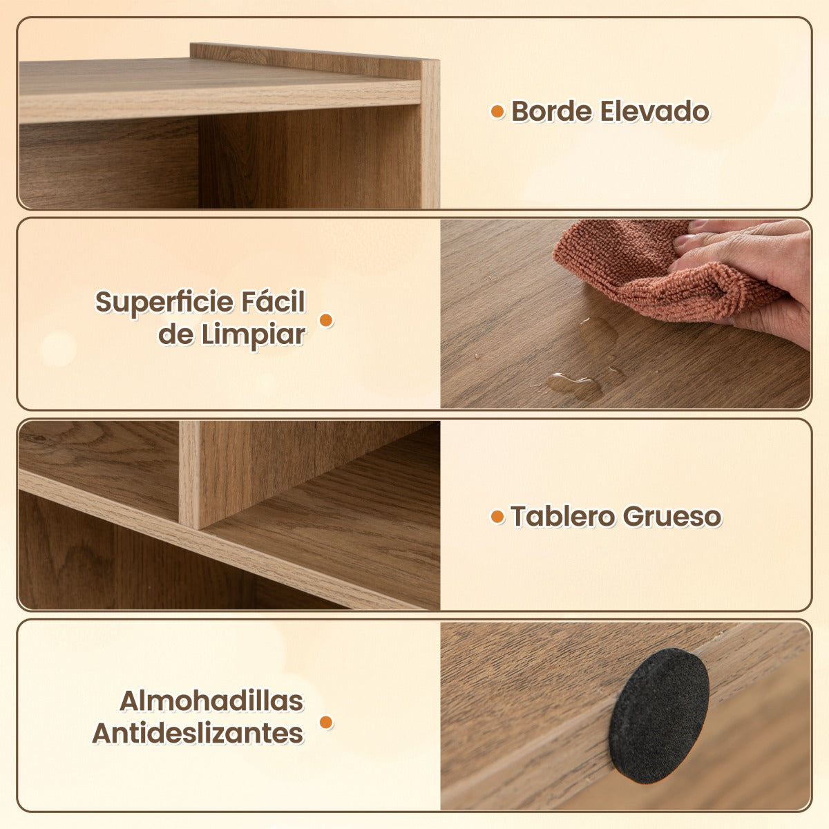 Estantería Abierta de 3 Niveles Armario de Exhibición de Estanterías de Almacenamiento de 8 Cubos 122 x 32 x 93 cm Natural