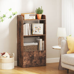 Estantería con Cajón Librería Independiente con Estante Abierto de 3 Niveles Estante para Sala de Estar Estudio Cocina Oficina-Marrón