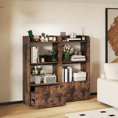 Estantería con Cajón Librería Independiente con Estante Abierto de 3 Niveles Estante para Sala de Estar Estudio Cocina Oficina-Marrón