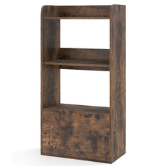 Estantería con Cajón Librería Independiente con Estante Abierto de 3 Niveles Estante para Sala de Estar Estudio Cocina Oficina-Marrón