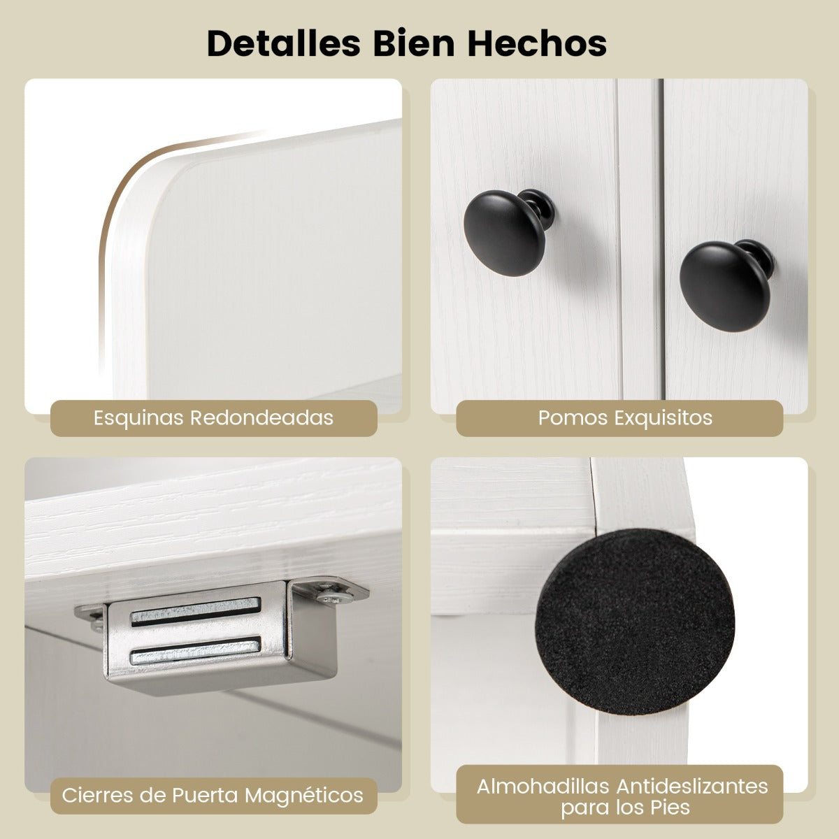 Estantería con Puertas Estante con 5 Compartimentos y 2 Gabinetes Armario de Exhibición Independiente para Sala de Estar Dormitorio Blanco