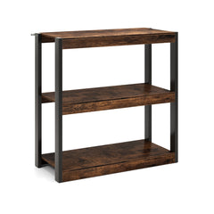 Estantería de 3 Niveles de Almacenaje Librería de Madera con Antivuelco Unidad de Estantes Abiertos Organizador para Sala de Estar Estudio